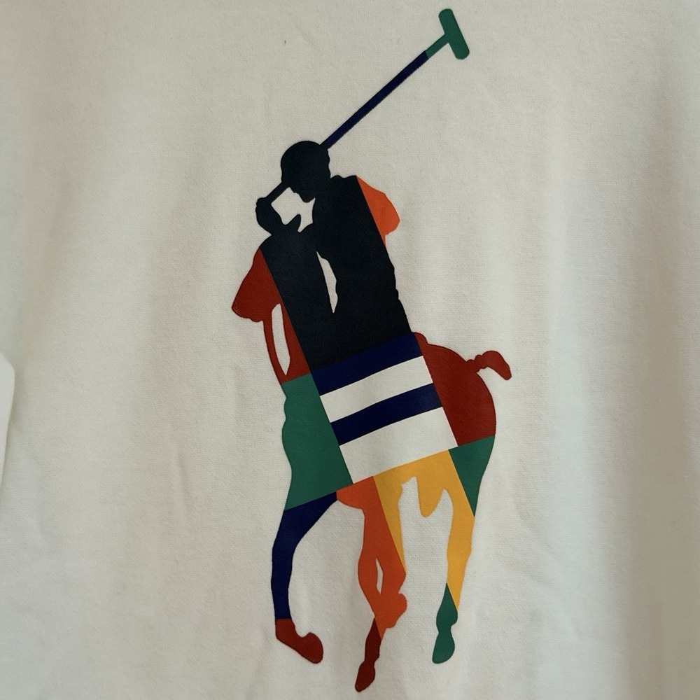 Polo Ralph Lauren Multicolor Big Pony Horse Logo Fleece Crewneck Men's Medium - Picture 4 of 10